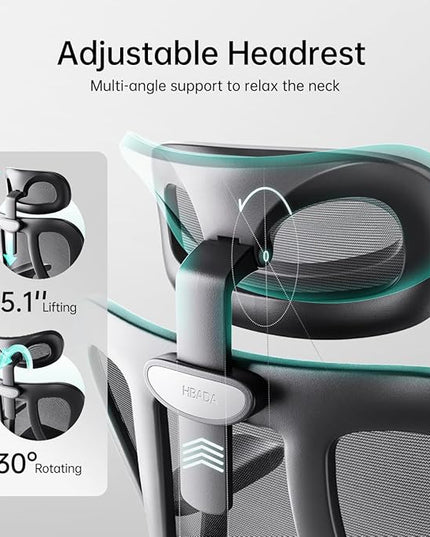 Hbada P3 Ergonomic Office Chair with 2D Adjustable Armrest, Office Chair with 2D Adjustable Lumbar Support, Computer Chair with Tilt Function, Desk Chair with Footrest Black - LeafyLoom
