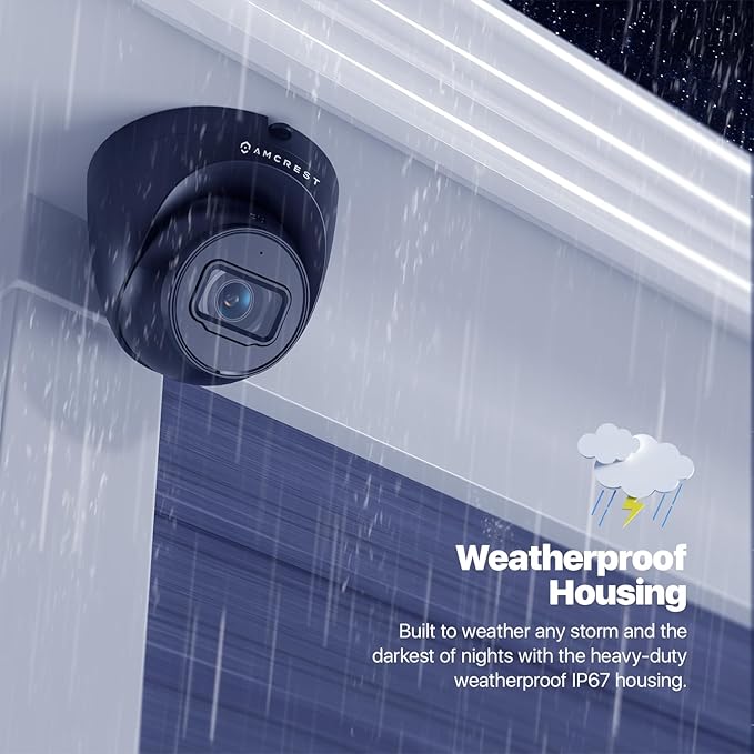 Amcrest 5MP Turret POE Camera, UltraHD Outdoor IP Camera POE with Mic/Audio, 5-Megapixel Security Surveillance Cameras, 98ft NightVision, 132° FOV, IP67, MicroSD (256GB) Black IP5M-T1179EB-AI-V3 Amcrest