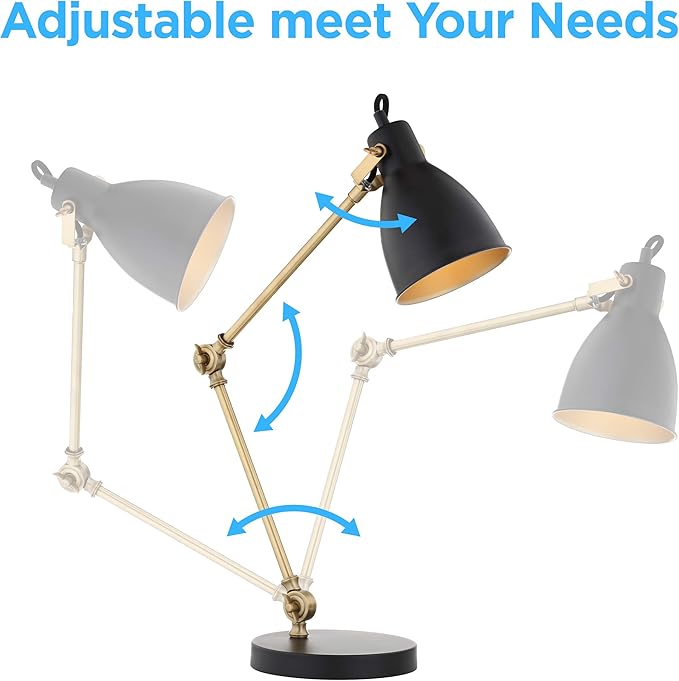 JONATHAN Y JYL6003A Barnes 24" LED Metal Task Lamp Modern,Contemporay,Transitional for Bedroom, Living Room, Office, College Dorm, Coffee Table, Bookcase, Black/BrassGold - LeafyLoom