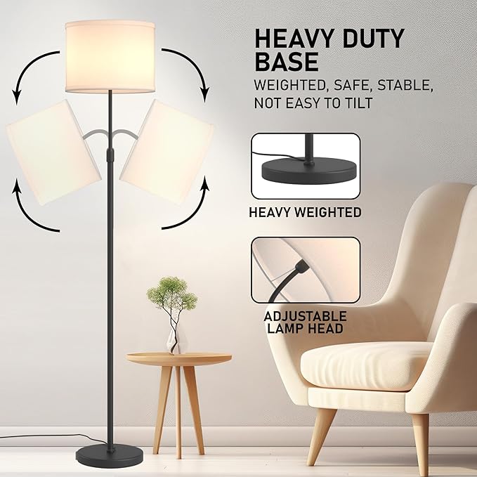 Floor Lamps for Living Room - 3 Lights Mode Tall Lamp for Living Room - Corner 360 Reading Lamps Floor Standing LED Floor Lamps for Living Room Floor Lamp with Remote Dimmable Floor Lamp - LeafyLoom