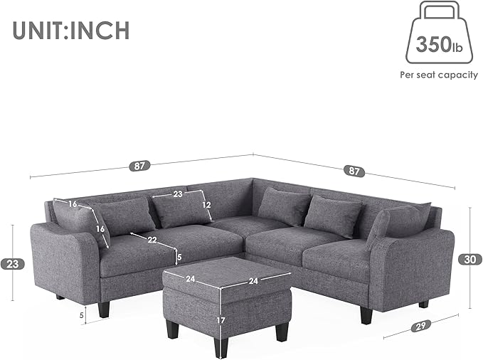 Sectional Sofa Bed Set-Freely Combinable Modular Couch with Ottoman, Upholstered Sleeper Loveseat for Living Room, Office, Apartment - LeafyLoom