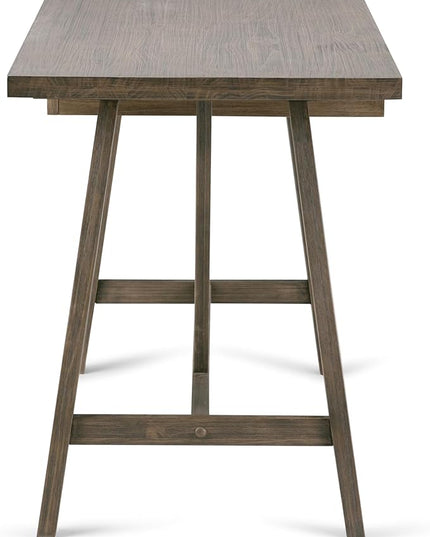 SIMPLIHOME Dylan SOLID WOOD Modern Industrial 60 inch Wide Home Office Desk, Writing Table, Workstation, Study Table Furniture in Driftwood - LeafyLoom