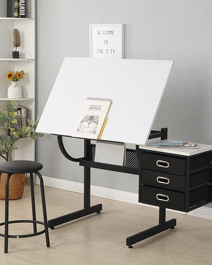 NicBex Laik-DW-00016-DX Desks, 45.67" W x 23.6" D x 29.5" H, White+Black - LeafyLoom
