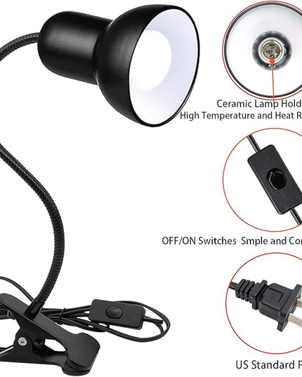 Desk lamp, 360°Rotation Clip on Lamp, Clip On Reading Light, Gooseneck Lamp-On Cable, Portable Clip on Light/Reading Book Light/Clamp Light, Eye-Caring Study clamp for Bedroom Office Home Lighting - LeafyLoom