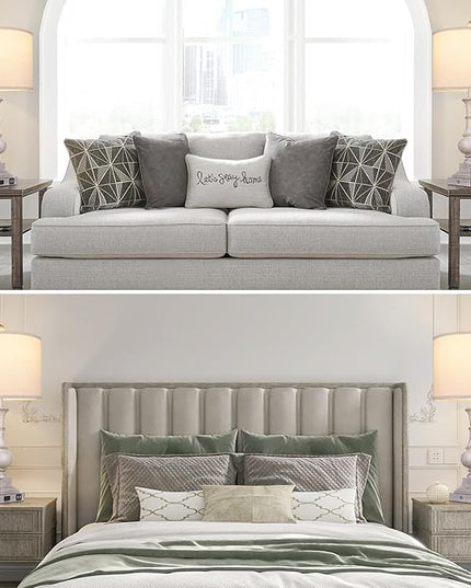 26" Farmhouse Table Lamps Set of 2, Rustic Touch Control Bedside Lamps with 2 USB Ports & AC Outlet, Vintage Resin 3-Way Dimmable Nightstand Lamp Linen Fabric Shade for Living Room Bedroom Decor Gray - LeafyLoom