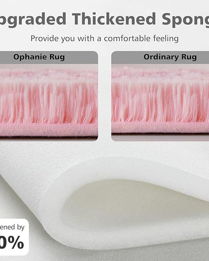 Ophanie 4x6 Pink Rugs for Bedroom Girls, Machine Washable Fluffy Shaggy Soft Cute Area Rug, Non-Slip Indoor Floor Carpet for Living Room, Kids Baby Teen Dorm Home Decor Aesthetic, Nursery - LeafyLoom