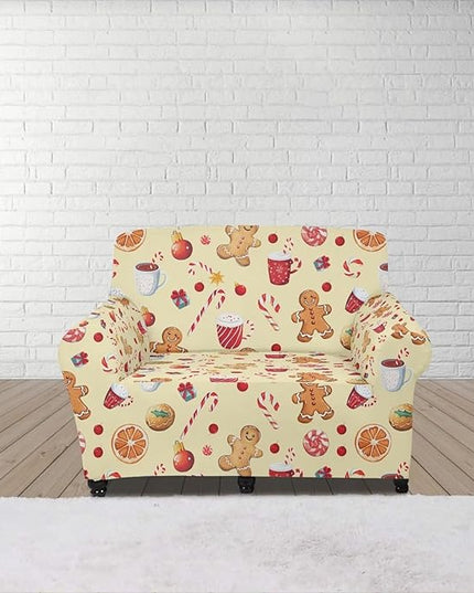 FKELYI Cute Christmas Sofa Couch Cover with Elastic Bottom Stretch Furniture Protector for Indoor Easy Going Stretch Sofa Slipcovers S FKELYI