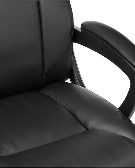 Amazon Basics Classic Puresoft PU Padded Mid-Back Office Computer Desk Chair with Armrest, 26"D x 23.75"W x 42"H, Black - LeafyLoom