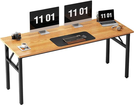 Need Computer Desk Office Desk 62 inches Folding Table with BIFMA Certification Computer Table Workstation No Install Needed, Teak AC5BB-157 - LeafyLoom