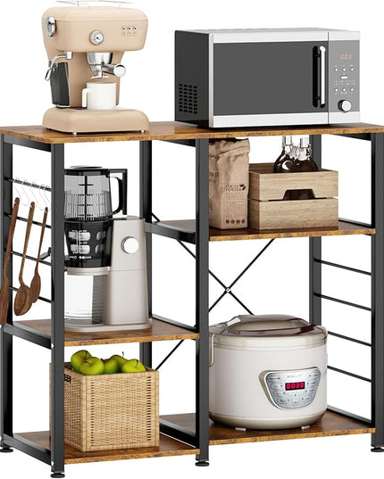 soges Kitchen Standing Baker's Rack, Utility Microwave Oven Stand, Multi-layers Kitchen Storage Cart Workstation Shelf, Coffee Cart, Rustic Brown - LeafyLoom