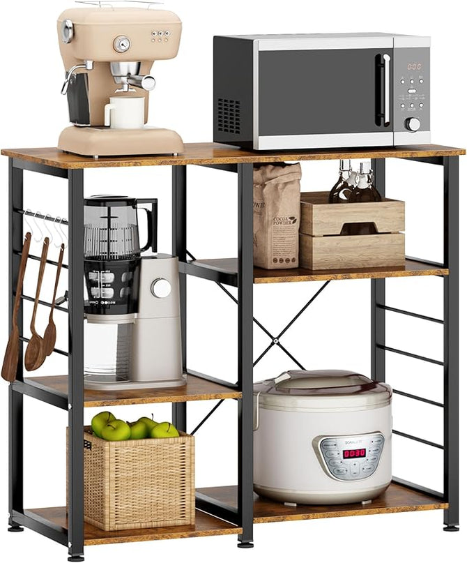 soges Kitchen Standing Baker's Rack, Utility Microwave Oven Stand, Multi-layers Kitchen Storage Cart Workstation Shelf, Coffee Cart, Rustic Brown - LeafyLoom