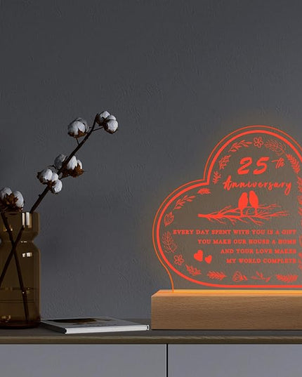 25th Anniversary Wedding Gift,25th Anniversary Dimmable Night Light for Couples,Parents,Husband & Wife,25th Anniversary for Christmas with Gift Box - LeafyLoom