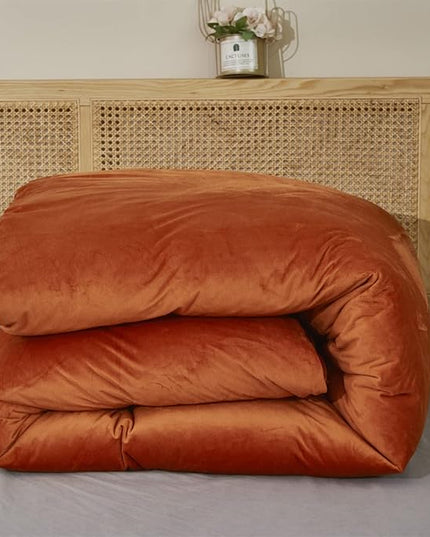 Wellboo Rust Caramel Fluffy Comforters Full Women Burnt Orange Velvet Bedding Comforter Sets Cotton Modern Solid Terracotta Flannel Quilts Girls Plain Reddish Plush Aesthetic Bed Quilts Shaggy Fur Bed - LeafyLoom
