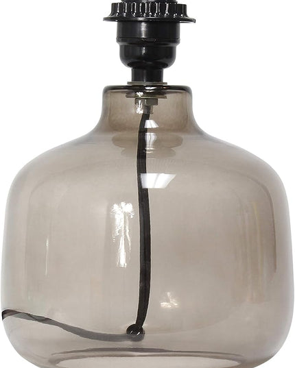 Simple Designs LT2064-SMW Smokey Glass Table Lamp with White Fabric Shade (Pack of 4) - LeafyLoom