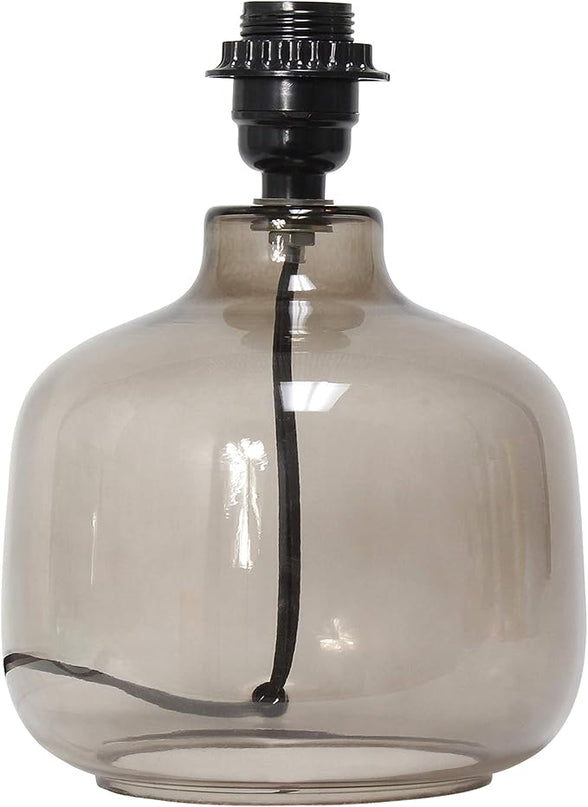 Simple Designs LT2064-SMW Smokey Glass Table Lamp with White Fabric Shade (Pack of 4) - LeafyLoom
