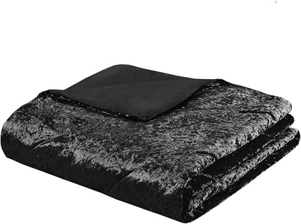 Intelligent Design King Duvet Cover Set, Velvet King Duvet Set, Luxury Diamond Quilting Black Duvet Cover, Fluffy Duvet Cover with Decorative Pillow and 2 Shams, 4 Pieces, Black, King/Cal King - LeafyLoom