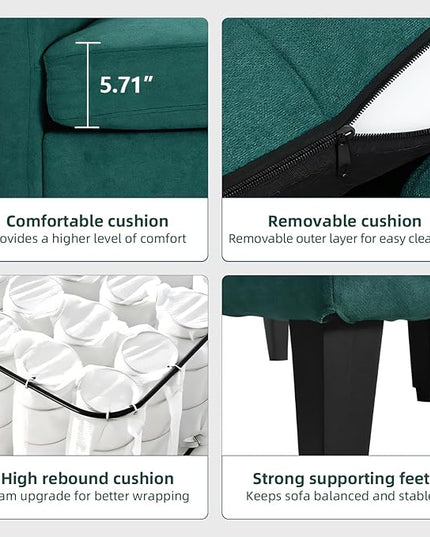 L-Shaped Sectional Modern Sofa - Convertible Sofa Sleeper Sofa Bed Couch Set with Reversible Chaise, Lounge Sofa Modular Cloud Sofa Couch for Living Room Apartment Small Space (Green) - LeafyLoom