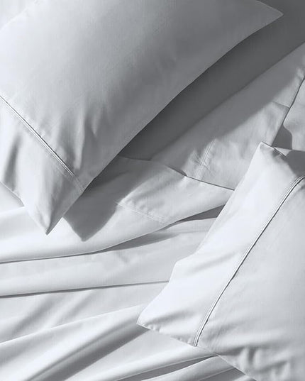 Purity Home Organic 100% Cotton Percale Sheets Queen Snow, 16" Deep Pocket Queen Sheets Set, Sheets for Queen Size Bed, Cooling Sheets, Crisp & Breathable, Queen Sheet Set - White - LeafyLoom