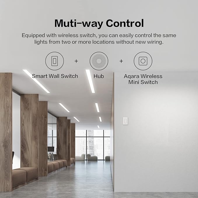 Aqara Smart Light Switch (with Neutral, Double Rocker), Requires AQARA HUB, Zigbee Switch, Remote Control and Set Timer for Home Automation, Compatible with Alexa, Apple HomeKit Aqara