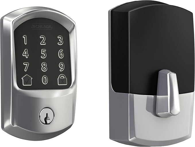 Schlage Encode Smart WiFi Deadbolt Lock for Front Door - Keyless Entry with App or Touchscreen - Works with Alexa, Apple HomeKit, Hey Google, & Airbnb - Create Codes for Guests - Bright Chrome Silver SchlageLockCompany