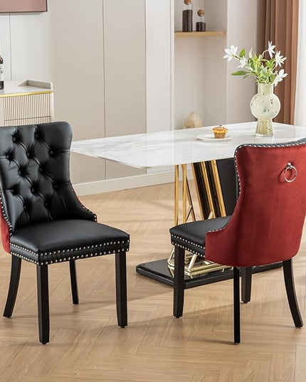 NicBex Haerin-SD-00108-LWJ Dining Chairs, 25.5"x19.7"x37.5", Black and Burgundy - LeafyLoom