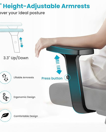 Office Chair Ergonomic Desk Chair High Back Computer Chair Swivel Mesh Task Chair with Adjustable Lumbar Support Armrests Headrest Black - LeafyLoom
