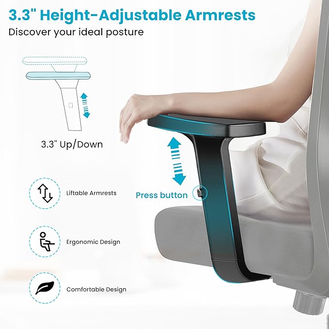 Office Chair Ergonomic Desk Chair High Back Computer Chair Swivel Mesh Task Chair with Adjustable Lumbar Support Armrests Headrest Black - LeafyLoom