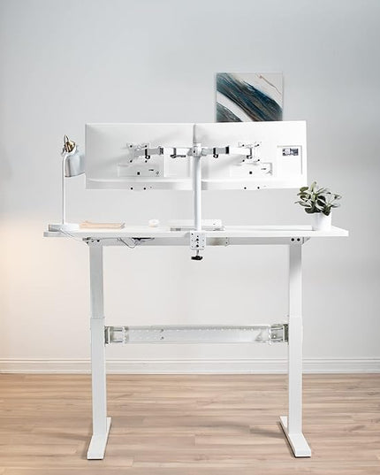 VIVO Universal Steel Clamp-on Desk Stabilizer Bar, 36 to 61.6 inch Bracket Support System for Sit to Stand Desk Frames, White, DESK-STB01W - LeafyLoom