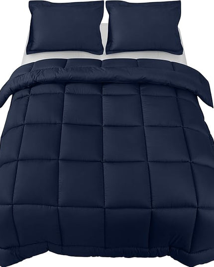 Utopia Bedding Queen Size Comforter Set with 2 Pillow Shams, Bedding Comforter Sets, Down Alternative Navy Comforter, Soft and Comfortable, Machine Washable (Pack of 4) - LeafyLoom