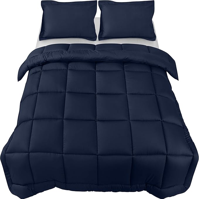 Utopia Bedding Queen Size Comforter Set with 2 Pillow Shams, Bedding Comforter Sets, Down Alternative Navy Comforter, Soft and Comfortable, Machine Washable (Pack of 4) - LeafyLoom