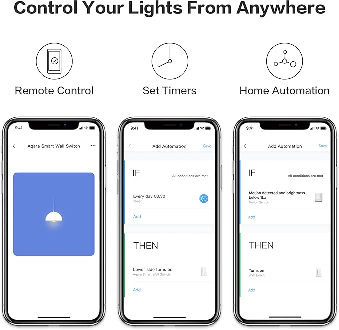 Aqara Smart Light Switch (No Neutral, Single Rocker), Requires AQARA HUB, Zigbee Light Switch, Remote Control and Smart Home Automation, Compatible with HomeKit, Google, Works with Alexa, SmartThings Aqara