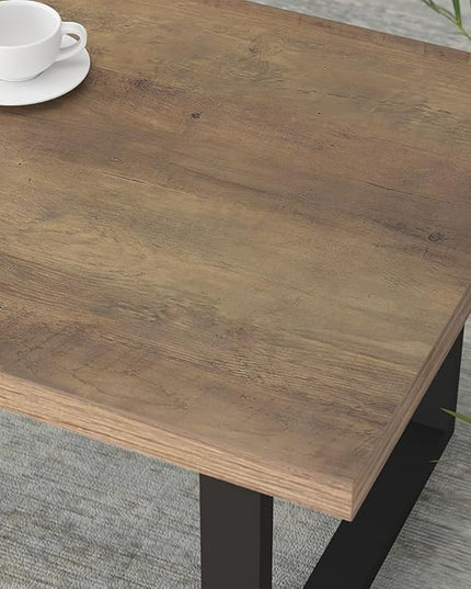 IBF Farmhouse Coffee Table, Modern Minimalist Wood Coffee Table for Living Room, Simple Industrial Rectangle Center Table, Wood and Metal Tea Coffee Table for Home Bedroom Office, Rustic Oak, 47 inch - LeafyLoom