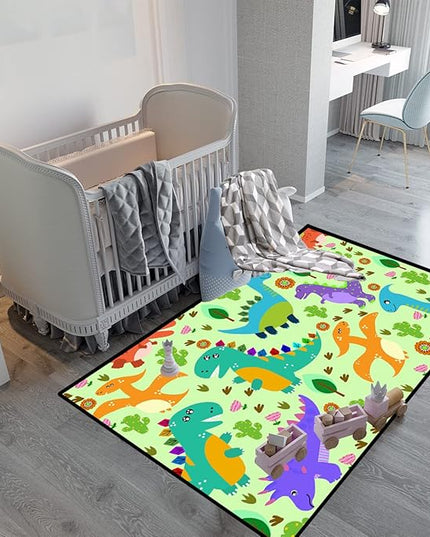 Dinosaur Carpet for Boys Room Dinosaur Play Rug Kids Rug Cartoon Dinosaur Carpet Dino Rug Dinosaur Area Rug for Bedroom Livingroom Playing Room,Green 4'5''×6' - LeafyLoom