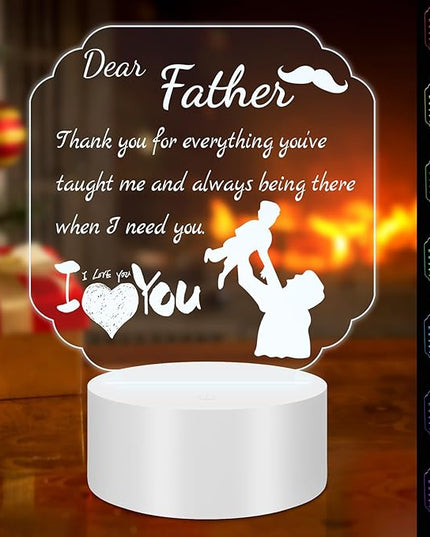 Gift for Dad from Daughter Son, Unique Dad Gifts for Birthday Thanksgiving Christmas, Personalized Acrylic Engraved Night Light Gift Ideas for Dad Fathers Day - LeafyLoom