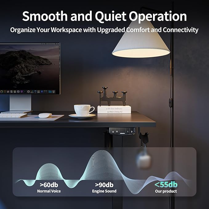 Electric Standing Desk, Large 60 x 24 Inches Height Adjustable Desk, Sit Stand up Desk for Work Office Home, Ergonomic Rising Gaming Computer Table with Memory Preset, Black - LeafyLoom