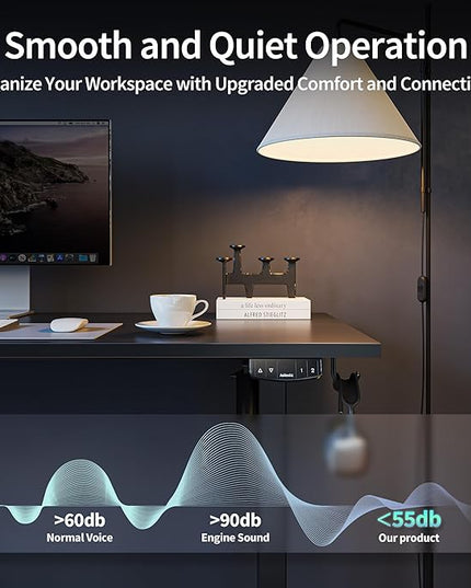 Electric Standing Desk, 48 x 24 Inches Height Adjustable Desk, Sit Stand up Desk for Work Office Home, Ergonomic Rising Gaming Computer Table with Memory Preset, Black - LeafyLoom