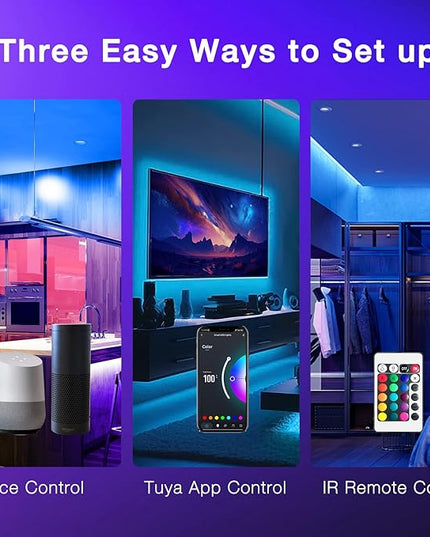 DAYBETTER Smart WiFi Led Lights 100ft, Tuya App Controlled Led Strip Lights, Work with Alexa and Google Assistant, Timer Schedule, Color Changing Led Lights for Bedroom Party Kitchen DAYBETTER