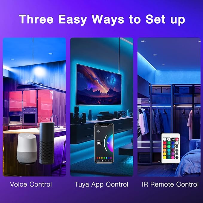 DAYBETTER Smart WiFi Led Lights 100ft, Tuya App Controlled Led Strip Lights, Work with Alexa and Google Assistant, Timer Schedule, Color Changing Led Lights for Bedroom Party Kitchen DAYBETTER