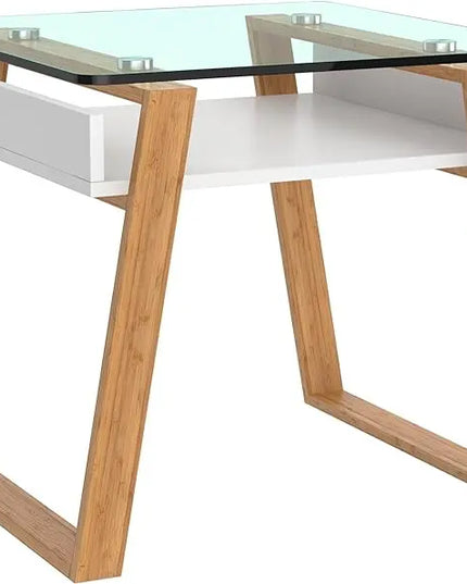 bonVIVO Small Side Table Can be Used as a Modern Coffee Table or for The Living Room (Glass Kitchen Table, Coffee Table for Small Spaces) - LeafyLoom