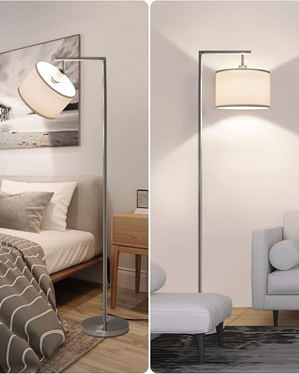 Boncoo Floor Lamps for Living Room, Standing Lamp Tall with Adjustable Silk Shade, Modern Stepless Dimmable Floor Lamp, LED Reading Standing Light for Bedroom Office Dorm Room, 9W Bulb Included - LeafyLoom