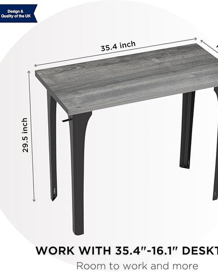 Home Office Computer Desk 35.4 inch gaming Desk, Modern and Minimalist home office desk, Home Office Desks, Study Desk, Craft table Black Metal Designed Frame, Gray Oak Board Color. - LeafyLoom