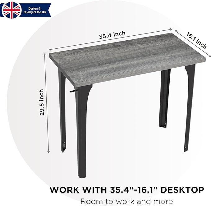 Home Office Computer Desk 35.4 inch gaming Desk, Modern and Minimalist home office desk, Home Office Desks, Study Desk, Craft table Black Metal Designed Frame, Gray Oak Board Color. - LeafyLoom
