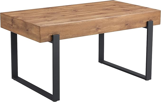 NicBex 59" Dining Table, Modern Kitchen Table, Rectangular Wooden Dinner Table Top and Metal Base for Dining Room, Home Office, Living Room Furniture, Easy Assembly, Natural Wood Wash - LeafyLoom