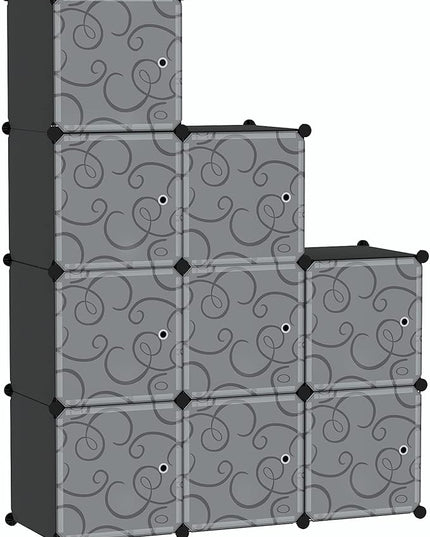 C&AHOME Cube Storage Organizer with Doors, 9-Cube Shelves, Closet Cabinet, DIY Plastic Modular Bookshelf, Storage Shelving Ideal for Bedroom, Living Room, 36.6”L x 12.4”W x 36.6”H Black USHS3009B-DOOR - LeafyLoom