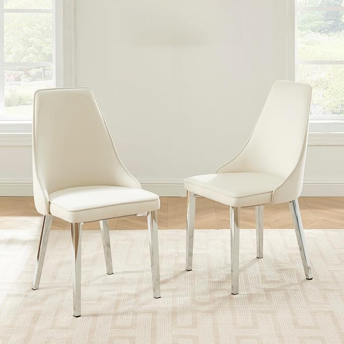 Dining Chairs Set of 2, Modern and Minimalist Leisure Backrest Velvet Chairs. Leisure Upholstered Velvet Dining Chair with Gold Metal Chromed Legs - LeafyLoom
