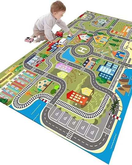 Kids Rug Play Mat for Toy Cars,City Life Road Traffic Educational Carpet,Have Fun Throw Rug,Non-Slip Nursery Rug for Boy and Girl Bedroom 80×120cm/31×47in - LeafyLoom