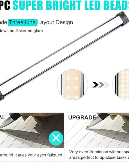 Morw Winmor Led Clip On Desk Lamp,3 Color 11 Brightness,64 LED 10W Book Reading Light,USB Plug,Stepless Dimmer Auto Off,Clamp Desk Lights for Bedside Computer Home Office - LeafyLoom
