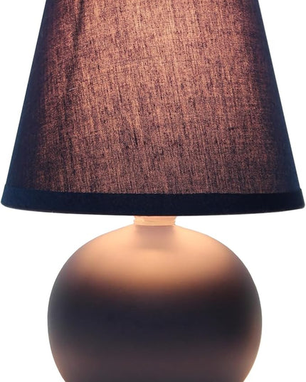 Simple Designs LT2008-BLU Mini Ceramic Globe Table Lamp with Matching Fabric Shade, Blue - LeafyLoom