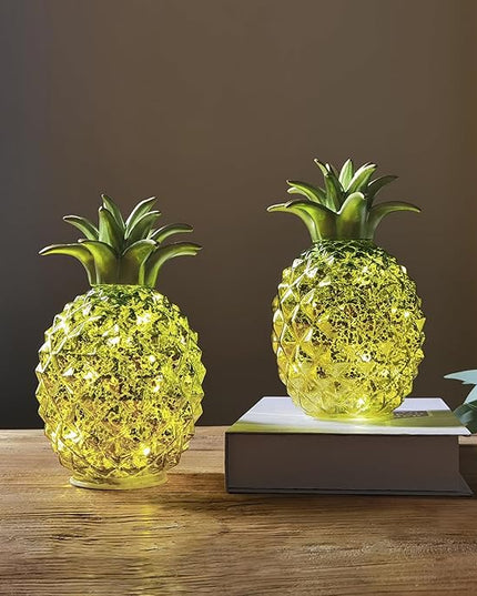 Life has light，Mercury Glass Pineapple lamp, Night Light with Timer, Glass Desk lamp for Bedroom, Dressing Table, Living Room, Children's Room, Coffee Table, Holiday Decoration, Gifts for Women. - LeafyLoom