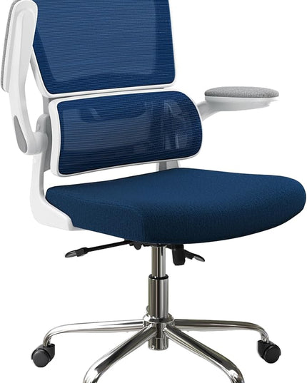 Ergonomic Office Chair, Desk Chair with Flip-up Arms, 2D Lumbar Support, Breathable Mesh Computer Chair with Thick Cushion, Comfortable Office Chair with 90°-130° Tilt Function - LeafyLoom